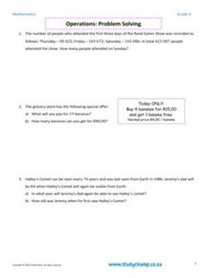 cover image of Grade 6 Maths Worksheet: Problem Solving